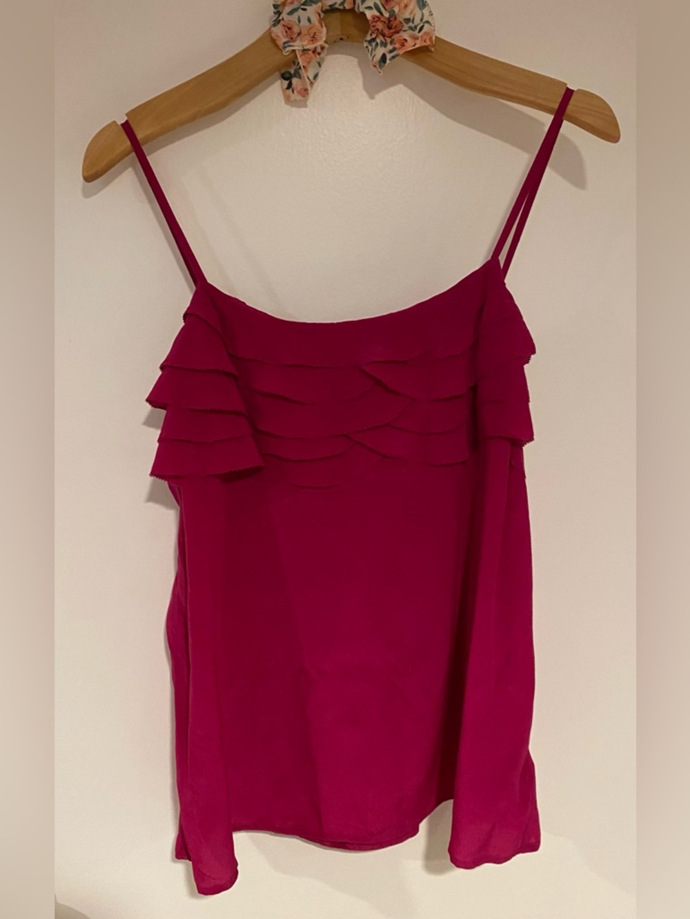 Forever 21 Magenta Ruffle Silk large magenta spaghetti strap clubwear festival